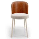 Ver mais imagens de Kit 6 Cadeiras Sala de Jantar Estofada Gavi Arena L02 Couríssimo Camel Bouclê Creme Lyam Decor