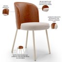 Ver imagem 3 de Kit 6 Cadeiras Sala de Jantar Estofada Gavi Arena L02 Couríssimo Camel Bouclê Creme Lyam Decor