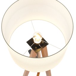 Luminária de Chão Classic Pés de Madeira Cúpula Off White e Nature - 6