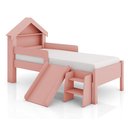 Ver imagem 1 de Cama Casinha Infantil Castelo para Quarto da Criança com Escorregador e Escada Moderna Cor Rosa