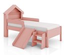 Ver imagem 1 de Cama Casinha Infantil Castelo para Quarto da Criança com Escorregador e Escada Moderna Cor Rosa