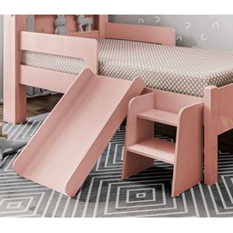 Cama Casinha Infantil Castelo para Quarto da Criança com Escorregador e Escada Moderna Cor Rosa - 6