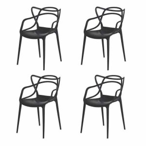 Kit 4 Cadeira para Mesa de Jantar Cozinha Escrivaninha Allegra Master Preta
