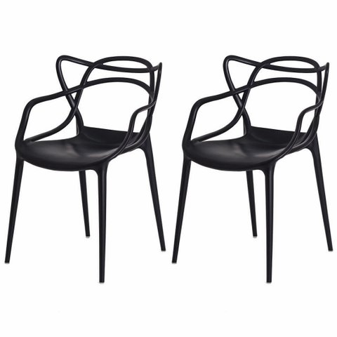 Conjunto Kit 2 Cadeiras de Jantar Cozinha Varanda Área Externa Allegra Master com Inmetro Preto