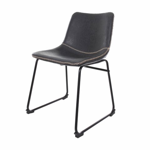 Cadeira Estofada de Jantar Cozinha Munich Bruna Preto Vintage