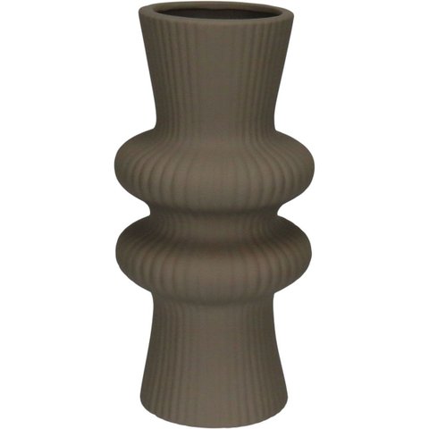 Vaso Decorativo Enfeite Casa Redondo Home&co Cerâmica 25x12x12cm Cinza