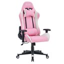 Ver imagem 2 de Cadeira Giratória Gamer Kl3 - Branco e Rosa