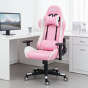 Ver imagem 1 de Cadeira Giratória Gamer Kl3 - Branco e Rosa