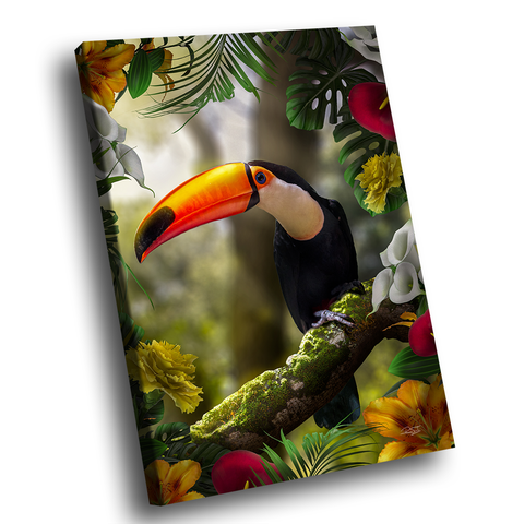 Quadro Tucano Floral -- BR ARTES Pequeno 60x40