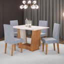 Ver imagem 1 de Mesa de Jantar 4 Lugares Grazi/marte Mel/blonde/linho/inox - Pnr Móveis