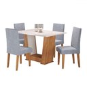 Ver imagem 2 de Mesa de Jantar 4 Lugares Grazi/marte Mel/blonde/linho/inox - Pnr Móveis