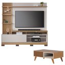 Ver imagem 1 de Estante Home Theater Maceió com Pés e Mesa de Centro Jeri Freijó Off White - Colibri