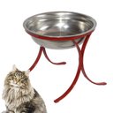 Ver imagem 1 de Comedouro Alto Simples em Ferro e Inox para Gatos Pet - Vermelho
