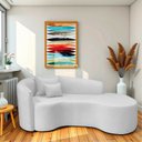 Ver imagem 1 de Recamier Curvo Orgânico 200cm 3 Lugares Lado Direito para Sala de Estar Bouclé Londres