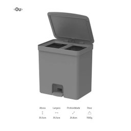 Lixeira de Pedal Trium 20 Litros com Duplo Compartimento ou - 5