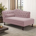 Ver imagem 1 de Divã Recamier Chaise Longue Lavínia 150cm Capitonê Pés de Madeira Veludo Rosé - Desk Design