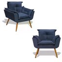 Ver imagem 1 de Kit 02 Poltrona Decorativa Opala - Azul Marinho Azul Marinho