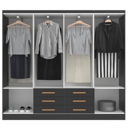 Guarda Roupas Paris 8 Portas 6 Gavetas - Black Black - 3
