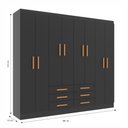 Ver imagem 4 de Guarda Roupas Paris 8 Portas 6 Gavetas - Black Black