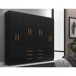 Guarda Roupas Paris 8 Portas 6 Gavetas - Black Black - 1