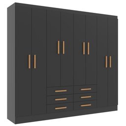 Guarda Roupas Paris 8 Portas 6 Gavetas - Black Black - 2