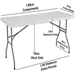 MESA DOBRAVEL 1,83M GIGANTE VIRA MALETA 400KG CAMPING PRAIA DJ FESTA MULTIUSO COM ALÇA - 7