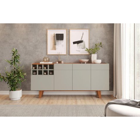 Buffet Philadelphia 4 Portas com Adega 180 cm Off White/Naturalle - Mavaular