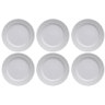 Jogo 6 Pratos Raso Lines relevo Porcelana Branca Germer - 2