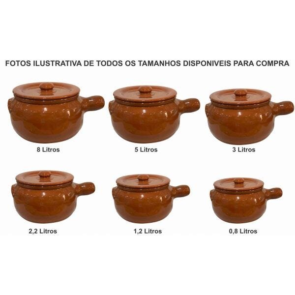 Caçarola Panela com Tampa de Barro Ceramica Vermelha Motta Tipo Capixaba 3 L - 3