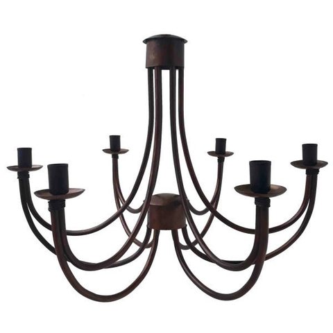 Pendente de Teto Lustre Rústico 2 Camadas de Metal para decoração de Sala Retrô