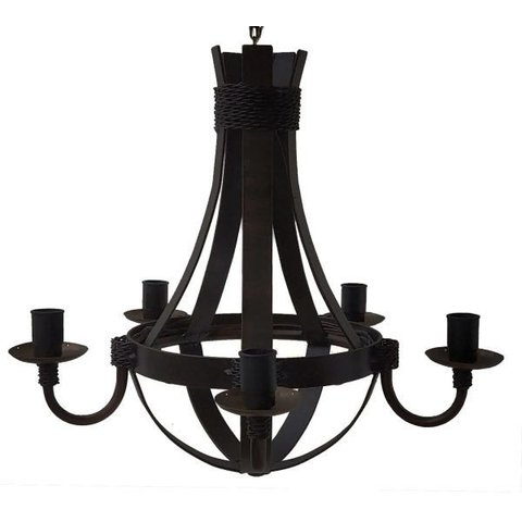 Linda Luminária de Teto medieval Rústica com 5 Bocais para Sala de Estar