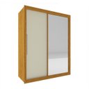 Ver imagem 1 de Guarda Roupa Solteiro Grande com Espelho 2 Portas 3 Gavetas Royale Gelius - Naturale / Off White Fle