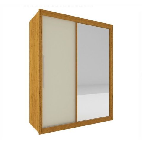 Guarda Roupa Solteiro Grande com Espelho 2 Portas 3 Gavetas Royale Gelius - Naturale / Off White Fle