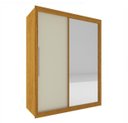 Ver imagem 1 de Guarda Roupa Solteiro Grande com Espelho 2 Portas 3 Gavetas Royale Gelius - Naturale / Off White Fle