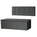 Ver imagem 1 de Kit Cabeceira Painel e Calçadeira Baú Casal 1,40m Roma Suede Cinza Sky Mobile
