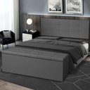 Ver imagem 2 de Kit Cabeceira Painel e Calçadeira Baú Casal 1,40m Roma Suede Cinza Sky Mobile