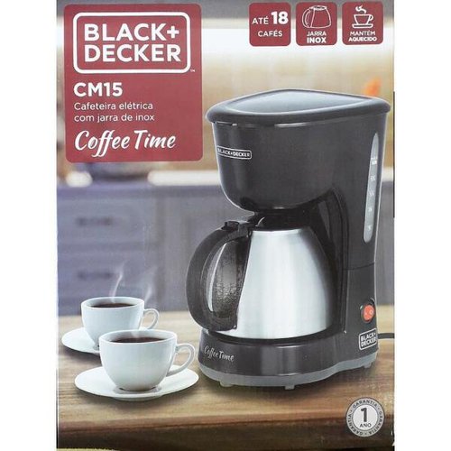 Cafeteira Elétrica 600w Black Decker Coffee Time 15 Cafes Jarra Inox Cm15 -  Star Ferramentas - Ferramentas, Máquinas, Piscinas e Acessórios