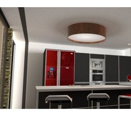 Plafon Sobrepor Redondo 40cm em Madeira Imbuia - 3 Plafon Sobrepor Redondo 40cm em Madeira Imbuia - 3