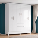 Ver imagem 1 de Guarda Roupa Casal 6 Portas 2 Gavetas Flash Ii Branco