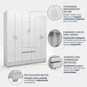 Ver imagem 6 de Guarda Roupa Casal 6 Portas 2 Gavetas Flash Ii Branco