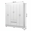 Ver imagem 4 de Guarda Roupa Casal 6 Portas 2 Gavetas Flash Ii Branco