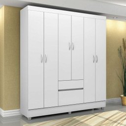 Guarda-Roupa Casal 6 Portas 2 Gavetas Flash Ii Branco - 1 Guarda-Roupa Casal 6 Portas 2 Gavetas Flash Ii Branco - 1