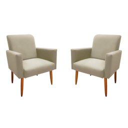 Kit 2 Poltronas Malibu Decorativa Suede Bege - 1
