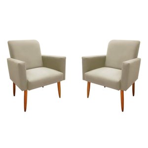Kit 2 Poltronas Malibu Decorativa Suede Bege