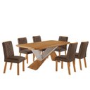 Ver imagem 2 de Conjunto Mesa de Jantar com 6 Cadeiras com Tampo 180cm MDF Kate Marrom Off White