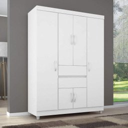 Guarda-Roupa Casal 6 Portas 2 Gavetas Ecom Ii Branco - 1 Guarda-Roupa Casal 6 Portas 2 Gavetas Ecom Ii Branco - 1