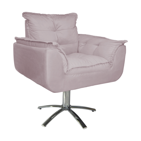 Kit 2 Poltronas Decorativa Clínica Com Base Giratória de Metal Opala Suede Rose - LM DECOR