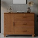 Ver imagem 1 de Cômoda Sapateira para Quarto Closet 3 Gavetas 1 Porta Maciça Selena F06 Castanho - Lyam Decor