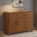Ver imagem 4 de Cômoda Sapateira para Quarto Closet 3 Gavetas 1 Porta Maciça Selena F06 Castanho - Lyam Decor