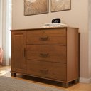 Ver imagem 3 de Cômoda Sapateira para Quarto Closet 3 Gavetas 1 Porta Maciça Selena F06 Castanho - Lyam Decor
